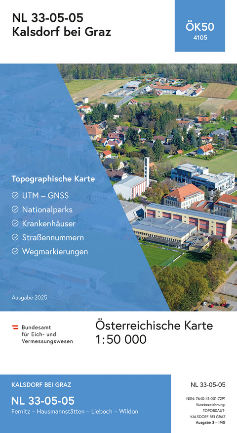 BEV-Karte 4105, Kalsdorf bei Graz 1:50 000 - 