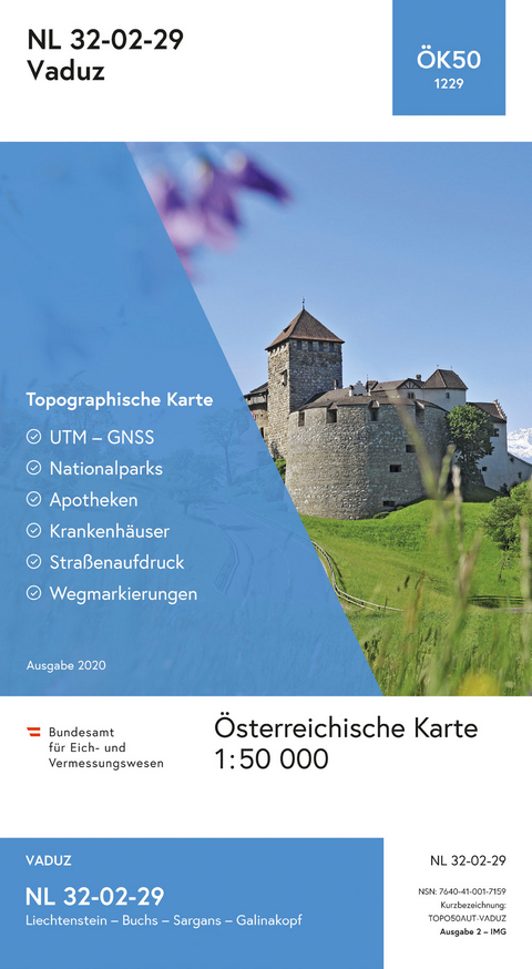 BEV-Karte 1229, Vaduz 1:50 000 - 