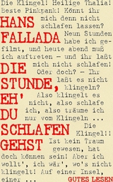 Die Stunde, eh' du schlafen gehst - Hans Fallada
