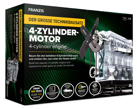 FRANZIS 67175 - Der gro&szlig;e Technikbausatz 4-Zylinder-Motor, inkl. &uuml;ber 100 Teile, umfangreiches Handbuch, Original Motorsound, bewegliches Funktionsmodell. - Thomas Riegler