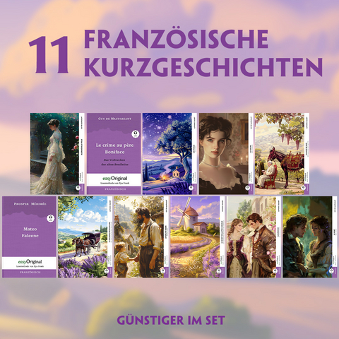 11 Franz&ouml;sische Kurzgeschichten (11 B&uuml;cher + Audio-Online) - Frank-Lesemethode - Kommentierte zweisprachige Ausgabe Franz&ouml;sisch-Deutsch - Guy de Maupassant, Prosper M&eacute;rim&eacute;e, Alphonse Daudet