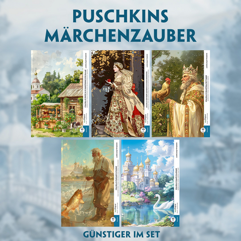5 Puschkins M&auml;rchenzauber (5 B&uuml;cher + Audio-Online) - Frank-Lesemethode - Kommentierte zweisprachige Ausgabe Russisch-Deutsch - Alexander Puschkin