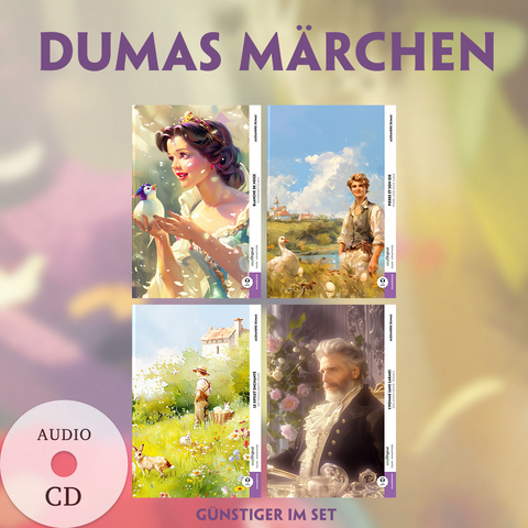 4 Dumas M&auml;rchen (4 B&uuml;cher + Audio-CDs) - Frank-Lesemethode - Kommentierte zweisprachige Ausgabe Franz&ouml;sisch-Deutsch - Alexandre Dumas