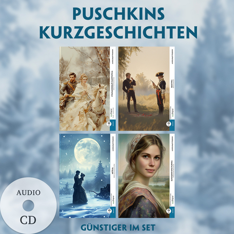 4 Puschkins Kurzgeschichten (4 B&uuml;cher + Audio-CDs) - Frank-Lesemethode - Kommentierte zweisprachige Ausgabe Russisch-Deutsch - Alexander Puschkin