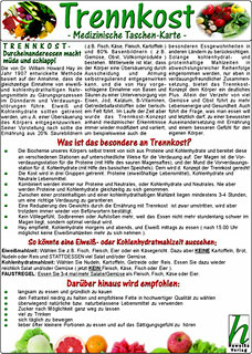 Trennkost - Medizinische Taschen-Karte