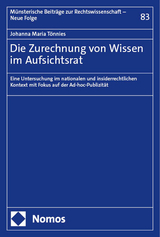 Die Zurechnung von Wissen im Aufsichtsrat - Johanna Maria T&ouml;nnies