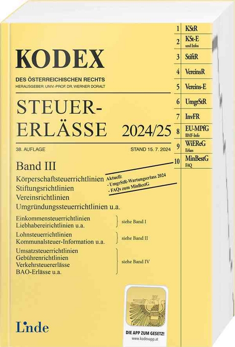 KODEX Steuer-Erl&auml;sse 2024/25, Band III - Elisabeth Titz-Fr&uuml;hmann