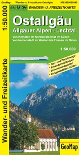 Ostallgäu, Allgäuer Alpen, Lechtal Wander- und Freizeitkarte - 