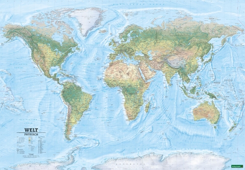 Weltkarte XXL, physisch, 1:15.000.000, Markiertafel , freytag & berndt