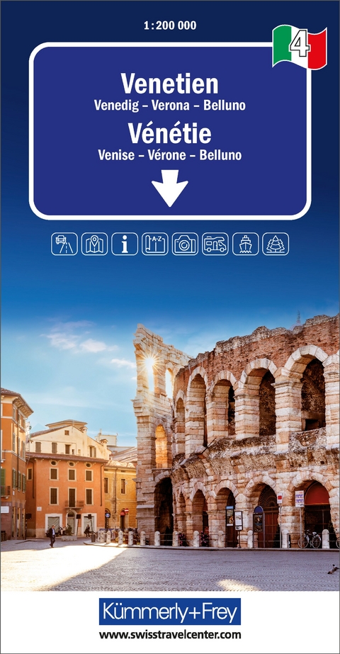 K&uuml;mmerly+Frey Regional-Strassenkarte 4 Venetien 1:200.000