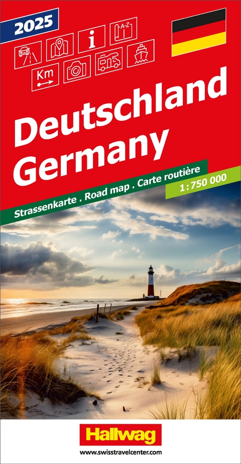 Hallwag Strassenkarte Deutschland 2025 1:750.000