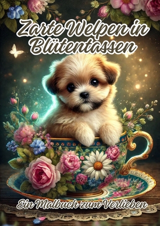 Zarte Welpen in Blütentassen