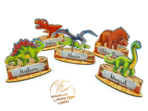 familiacard 5x Dinosaurier Party Tischkarten f&uuml;r Kindergeburtstag Dino Party