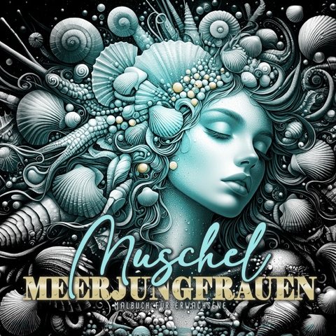 Muschel Meerjungfrauen Malbuch f&uuml;r Erwachsene - Monsoon Publishing, Musterst&uuml;ck Grafik