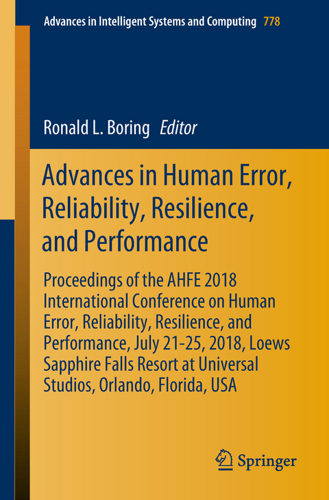 Advances in Human Error, Reliability, Resilience, and Performance - 