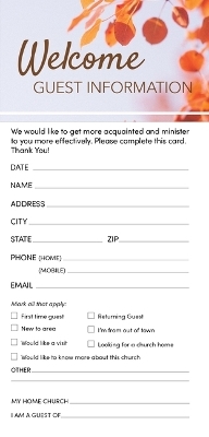 Guest Information Card: Welcome - Fall (Package of 50)