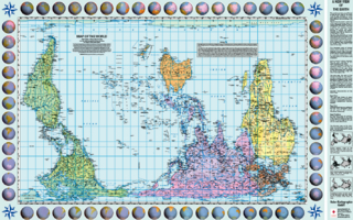 Weltkarte Petersprojektion, Up-side-down Englisch, 130x82cm