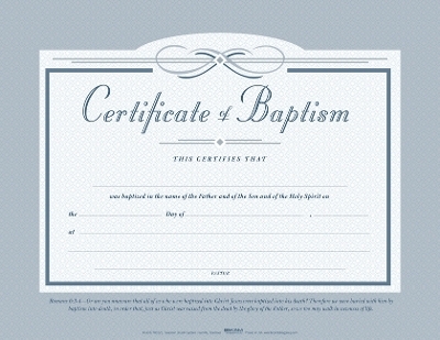 Certificate of Baptism - Flat (Package of 6)