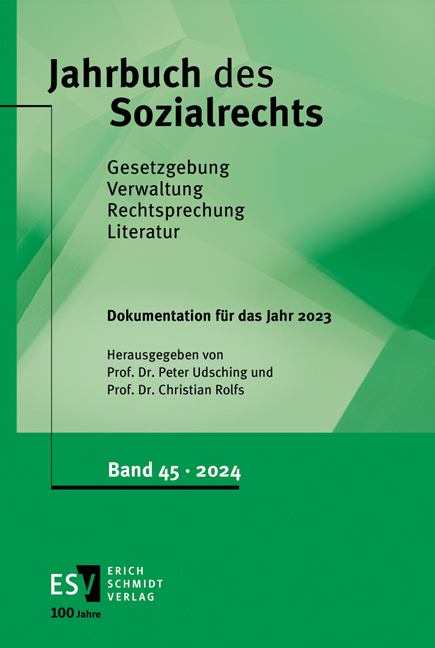 Jahrbuch des Sozialrechts (der Gegenwart). Gesetzgebung - Verwaltung... / Jahrbuch des Sozialrechts - - Dokumentation f&uuml;r das Jahr 2023 - 