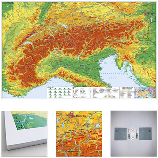 Alpenraum mit Weitwander- und Radfernwegen zum Pinnen auf EasyPrint - Platte mit Wandhalterung
