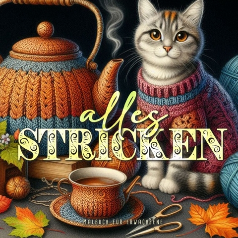 Alles stricken Malbuch f&uuml;r Erwachsene - Monsoon Publishing, Musterst&uuml;ck Grafik