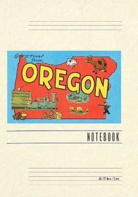 Vintage Lined Notebook Greetings from Oregon, Map