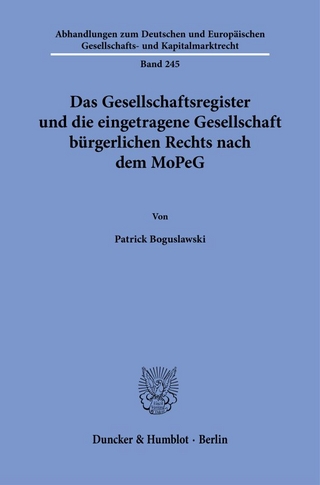 Das Gesellschaftsregister und die eingetragene Gesellschaft bürgerlichen Rechts nach dem MoPeG