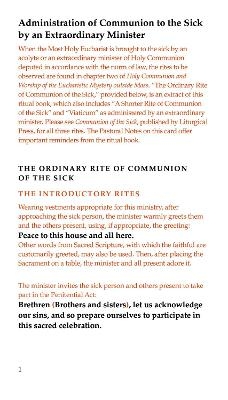 Administration of Communion to the Sick by an Extraordinary Minister