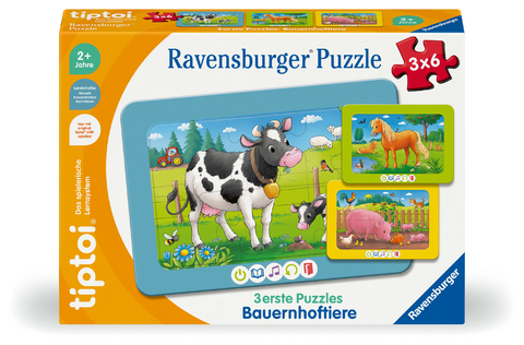 tiptoi&reg; 3 erste Puzzles: Bauernhoftiere - 3x6 Teile - Sandra Grimm