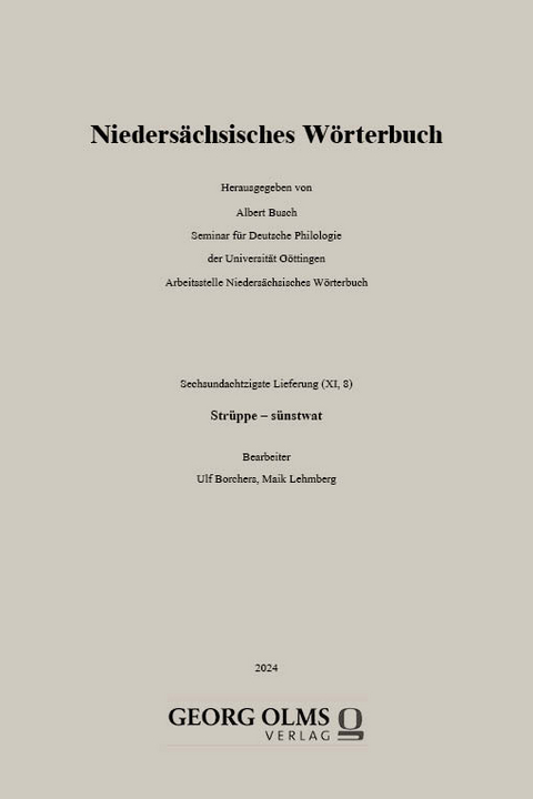Nieders&auml;chsisches W&ouml;rterbuch - 