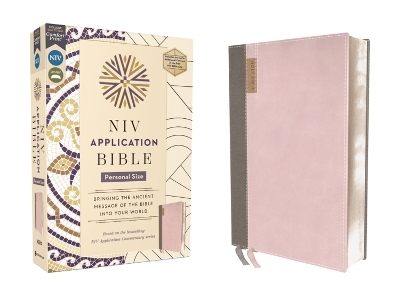 NIV Application Bible, Personal Size, Leathersoft, Pink/Gray, Red Letter, Comfort Print -  Zondervan