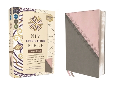 NIV Application Bible, Large Print, Leathersoft, Pink/Gray, Red Letter, Comfort Print -  Zondervan