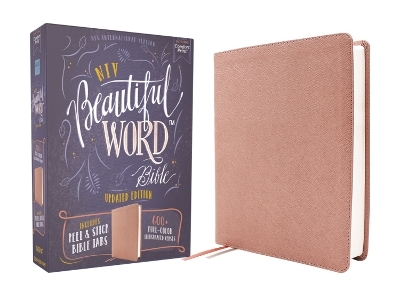 NIV, Beautiful Word Bible, Updated Edition, Peel/Stick Bible Tabs, Leathersoft, Pink, Red Letter, Comfort Print -  Zondervan