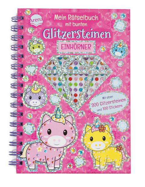 Mein R&auml;tselbuch mit bunten Glitzersteinen. Einh&ouml;rner