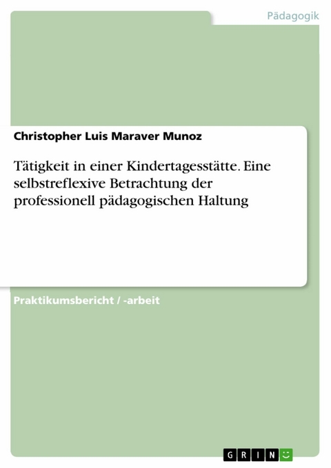 T&auml;tigkeit in einer Kindertagesst&auml;tte. Eine selbstreflexive Betrachtung der professionell p&auml;dagogischen Haltung - Christopher Luis Maraver Munoz