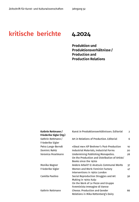 Kritische Berichte : Zeitschrift f&uuml;r Kunst- und Kulturwissenschaften / Jahrgang 52, Heft 4.2024 - 