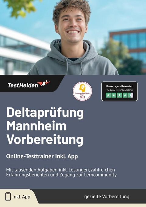 Deltapr&uuml;fung Mannheim Vorbereitung: Online-Testtrainer inkl. App | Mit tausenden Aufgaben inkl. L&ouml;sungen, zahlreichen Erfahrungsberichten und Zugang zur Lerncommunity - Tom Wenk