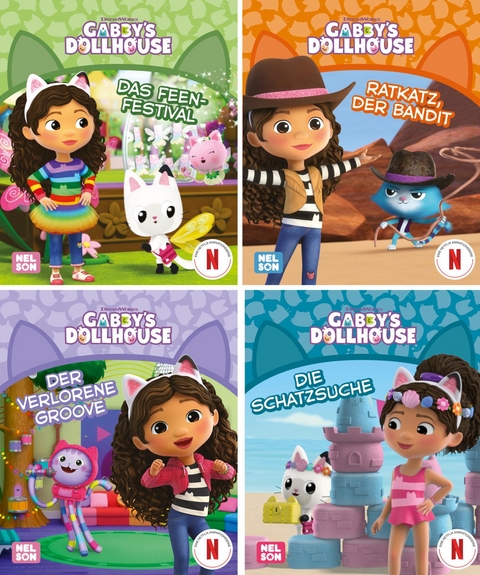 Nelson Mini-B&uuml;cher: 4er Gabby's Dollhouse 5-8