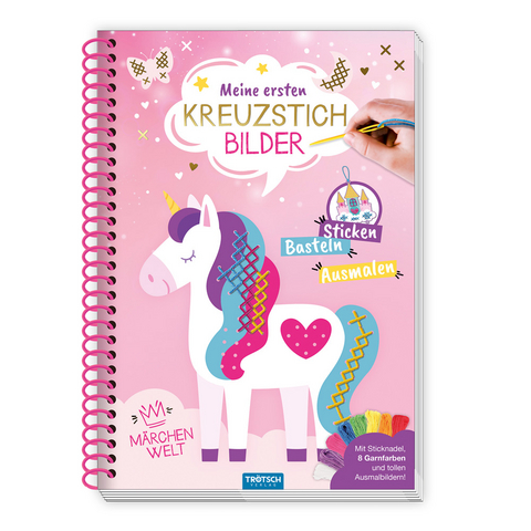 Tr&ouml;tsch Bastelbuch Besch&auml;ftigungsbuch Meine ersten Kreuzstichbilder M&auml;rchenwelt - 