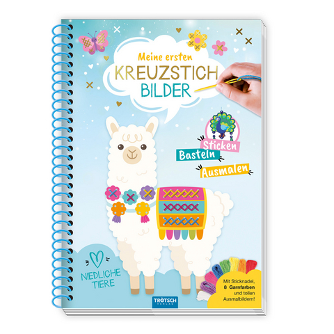 Tr&ouml;tsch Bastelbuch Besch&auml;ftigungsbuch Meine ersten Kreuzstichbilder Niedliche Tiere - 