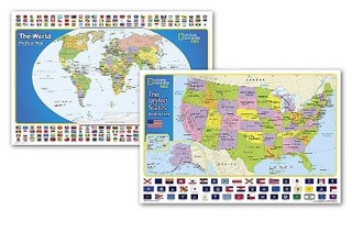 National Geographic World and United States for Kids Maps (Poster Size: 36 X 24 In) [Map Pack Bundle]