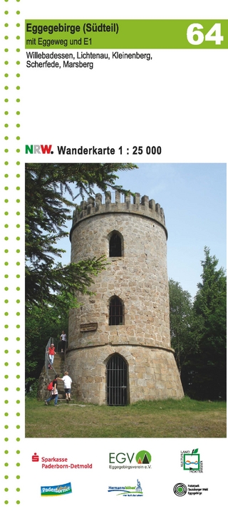 Eggegebirge (Südteil) mit Eggeweg und E1 Blatt 64, topographische Wanderkarte NRW