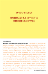 Nachtr&auml;ge zur Abteilung Mitgliedervortr&auml;ge - Rudolf Steiner