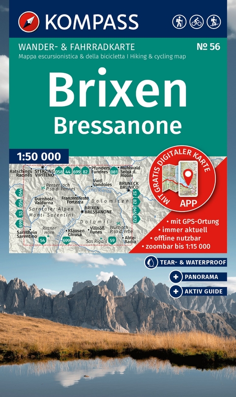 KOMPASS Wanderkarte 56 Brixen / Bressanone 1:50.000