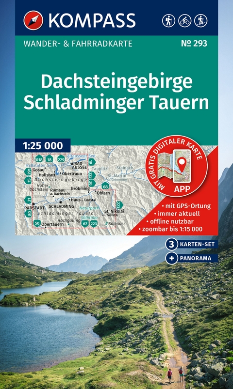 KOMPASS Wanderkarten-Set 293 Dachsteingebirge, Schladminger Tauern (3 Karten) 1:25.000