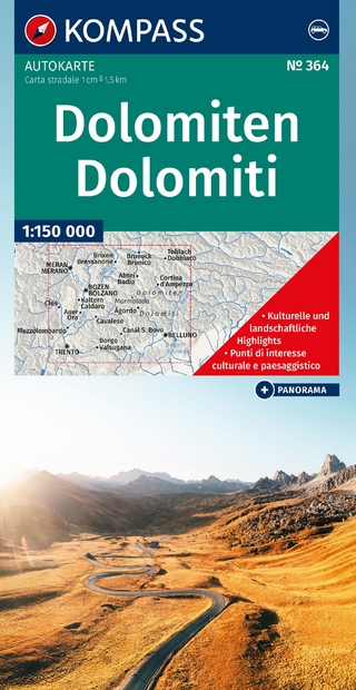 KOMPASS Autokarte und Panoramakarte Dolomiten / Dolomiti / Dolomites 1:150.000