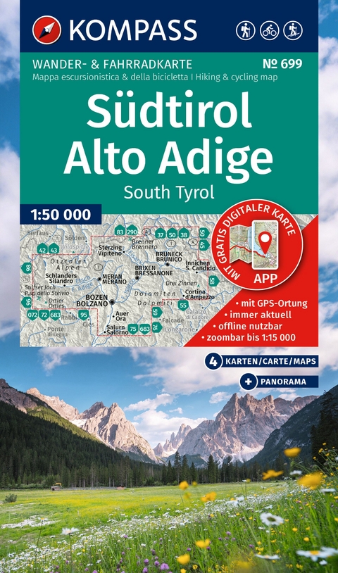 S&uuml;dtirol / Alto Adige / South Tyrol (4 Karten) 1:50.000