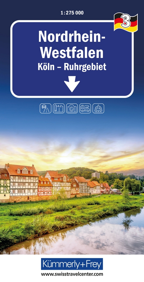 K&uuml;mmerly+Frey Regional-Strassenkarte 3 Nordrhein-Westfalen 1:275.000