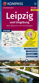 KOMPASS Fahrradkarte 3361 Leipzig und Umgebung mit Knotenpunkten 1:70.000 - 