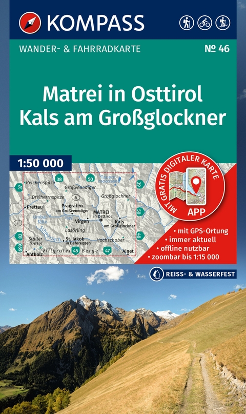 KOMPASS Wanderkarte 46 Matrei in Osttirol, Kals am Gro&szlig;glockner 1:50.000